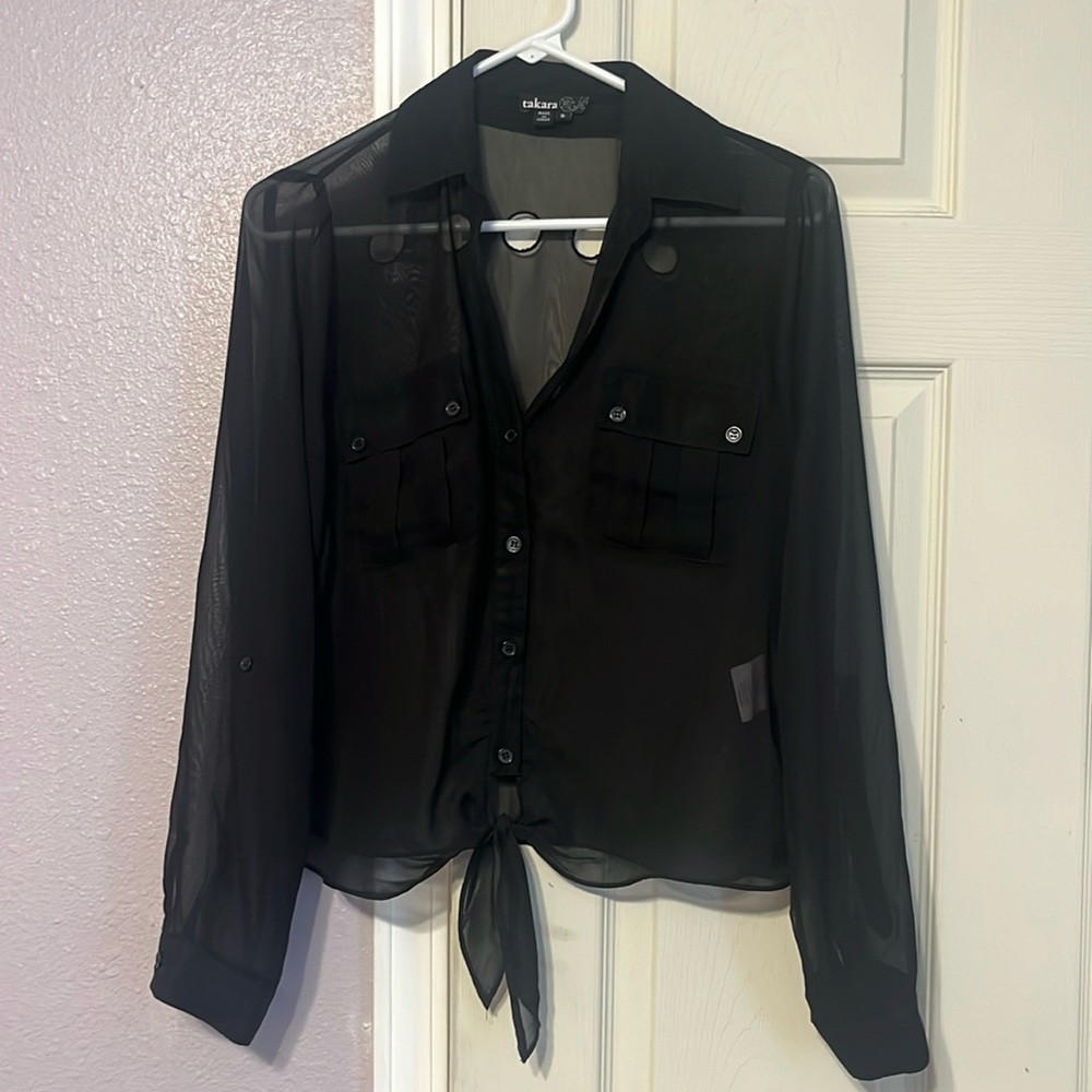 Sheer black blouse